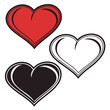 © Black - Three Stylized Hearts in Red Black and Outline on White Background love romance