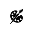 © Rifat - Artist palette with paint brush icon in black and white creative design and fine art concept illustration