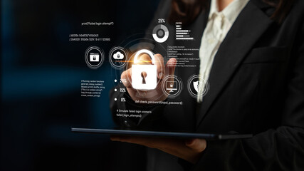 Poster - Cyber security protects against breaches, hacks, and network attacks using strong infrastructure and proactive digital defense strategies. Latch