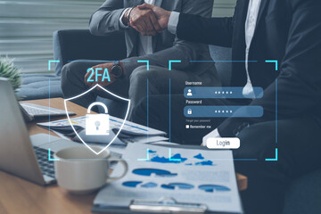 Poster - Two-factor authentication strengthens login system security. Adds protection, two-factor authentication increases privacy, and two-factor authentication prevents access breaches. Vouch