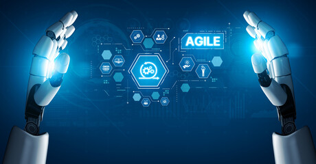 Poster - AI enhances agile projects with smart planning tools, virtual collaboration, and intelligent sprint optimization for continuous improvement. Artificial intelligence spline
