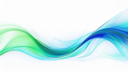 Wall Mural - flowing abstract waves of blue green and cyan on white background for modern technology or nature de
