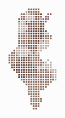 Poster - Tunisia dotted map. Digital style map of the country on white background. Tunisia shape with square dots. Colored dots style. Large size squares. Creative vector illustration.