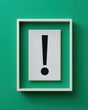 © Dani - Minimal framed exclamation mark on green background. Framed graphic exclamation mark symbol with conceptual presentation