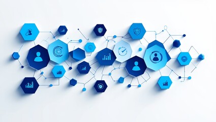 Abstract Network with Icons - Connection, Data, and Digital Concepts