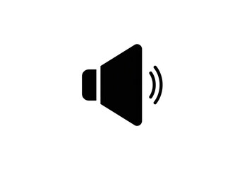 Aufkleber - A simplistic black speaker icon with sound waves on a white background design view