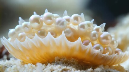 Wall Mural - close-up photo of a sea anemone on sandy ocean floor, great for underwater or beach-themed designs