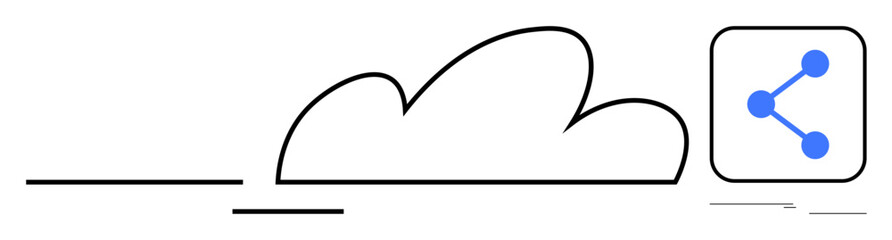 Poster - Cloud with sharing icon highlighting data connectivity, file sharing, and digital communication. Ideal for technology, cloud computing, networking, storage, sharing services, teamwork and simple