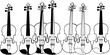 © Jenz0 - Different styles of violins displayed in black and white sketches illustrating their unique features and designs