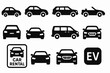© Pointer Marker - Car rental silhouette icon set. vehicle, automobile, ev icons collection