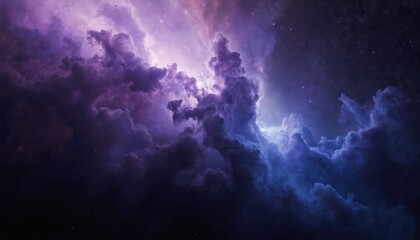 Wall Mural - vibrant purple and blue nebula cosmic cloudscape, swirling with stars. this deep space illustration 