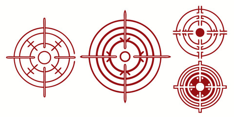 Poster - Three different target designs in red color with circles and crosshairs on a white background created with generated ai