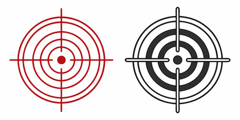 Poster - Two targets one red with lines and one black and white with filled circles and crosshairs design created with generated ai