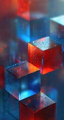 Poster - Illuminated Cubes Abstract Art, Studio Shot, Colorful Background, Digital Wallpaper