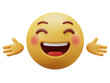 © Creative Design - Joyful and happy emoji with open arms reaching out in a welcoming gesture isolated on transparent background