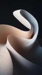 Poster - Abstract Curves of Paper Artistry on a Dark Background, Fluid Movement