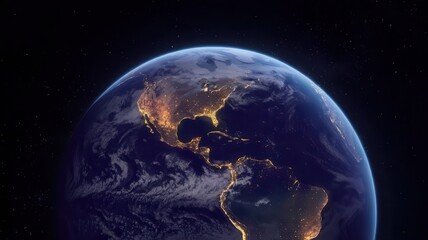  Dramatic Earth View from Space showcasing the Americas at Night time