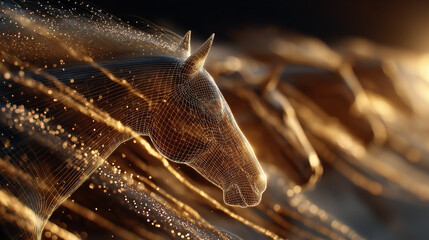 Wall Mural - dynamic equine spectacle: a mesmerizing portrayal of horses, their forms artfully rendered with a te