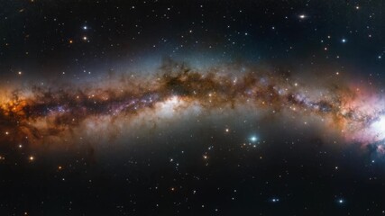 Wall Mural - Spectacular space  showing a vibrant nebula filled with various celestial bodies and stars against the dark expanse of the cosmos.