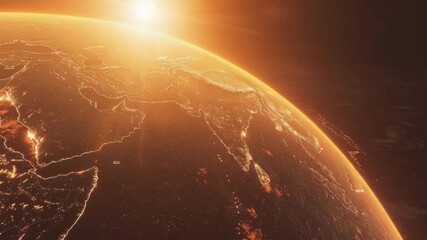 Wall Mural - Earth as seen from space, with sun in the sky.