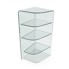 Corner glass shelf isolated on white background for storage uses