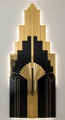 Poster - Elegant Art Deco Wall Sconce with Geometric Shapes and Gold Accents Illuminate Interior