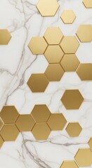 Poster - Elegant gold hexagon mosaic pattern on white marble background for luxurious designs