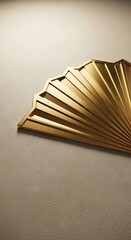 Poster - Elegant golden fan ornament casting a warm glow on a textured surface design