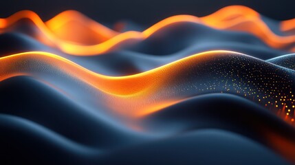 Poster - Abstract wavy glowing landscape