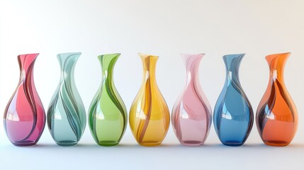 Colorful glass vases, studio shot, elegant display