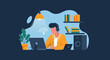 © BEST STOCK - Person working from home with laptop, headphones, and speaker. Ideal for website banners, blog posts, and articles about remote work.