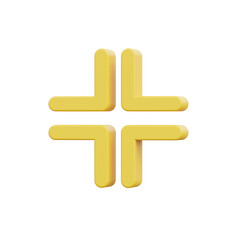 Poster - abstract yellow cross 3d render minimalist design