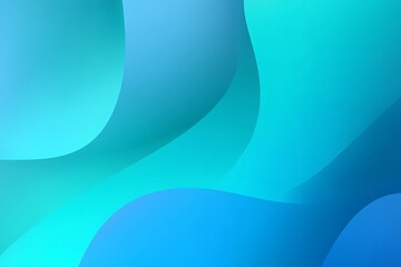 Poster - A vibrant abstract digital art composition featuring flowing organic shapes in a gradient of cool blue and teal hues creating a sense of depth and movement