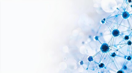 Poster - Abstract Blue Network Structure with Blurry Background Elements for Digital Technology and Science Concepts