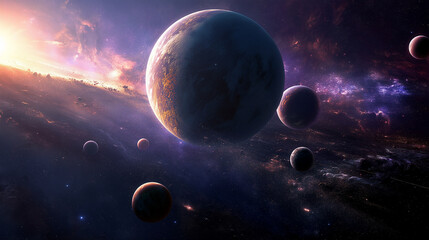 Wall Mural - earth and moon. Generative AI