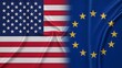 © Stocker - Symbolic representation of the united states and european union flags merged together illustrating partnership and diplomacy