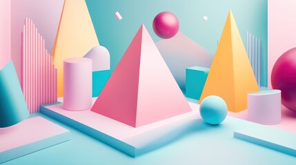 Abstract geometric shapes in pastel colors. (3)