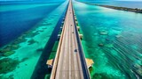 Seven Mile Bridge in Florida Keys with Turquoise Water Aerial View