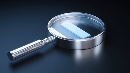 Poster - Magnifying glass on black background representing quantum trading emotion analyzer tool for detailed analysis