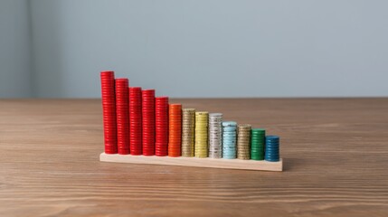 Poster - Wooden block displaying a colorful row of pencils representing creativity and progress in educational settings