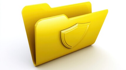 Poster - Folder featuring a shield symbolizing risk mitigation and protection for important documents and files in digital format