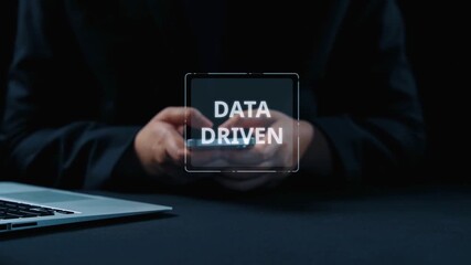 Poster - Data-driven decision-making empowers business through analytics, datum collection, and AI systems. Data driven tools support cloud data processing and data visualization across datum platforms. Elide