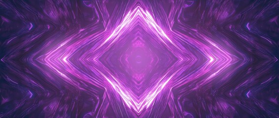 Poster - Abstract neon light square tunnel background with glowing lines, an empty virtual space for design