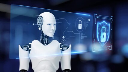 Poster - AI strengthens cyber security with artificial intelligence threat detection, AI-based protection layers, and virtual assistant alerts against breaches. Kernel