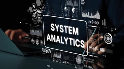 Poster - Detailed analysis of system analytics and data visualization with charts and graphs in a digital workspace. Asymptotic smart data analytic.