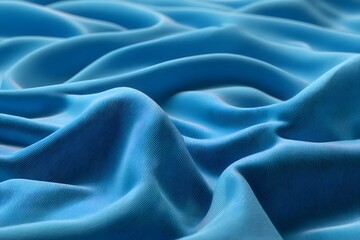 Blue sports fabric texture background, close-up of blue jersey cloth