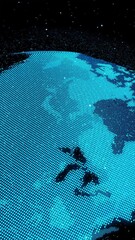 Poster - Digital earth 3D orbital rotation in space showing concept of network technology . Hologram of globe sphere motion graphic connect to internet presents the global communication and connection network.