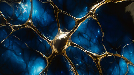 Wall Mural - vibrant blue and gold abstract design evoking feelings of calmness and elegance in art composition