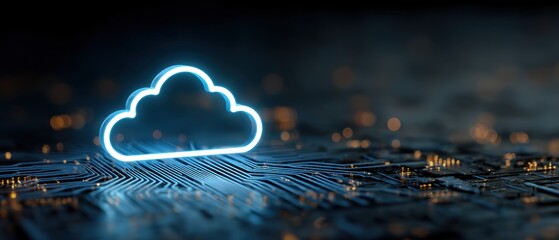 Poster - Cloud technology icon on circuit board