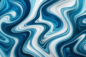 Poster - Abstract blue and white fluid swirl art with smooth wavy lines design on light background for modern graphics and backgrounds concept. Ai generative
